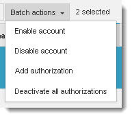 Batch disable account menu